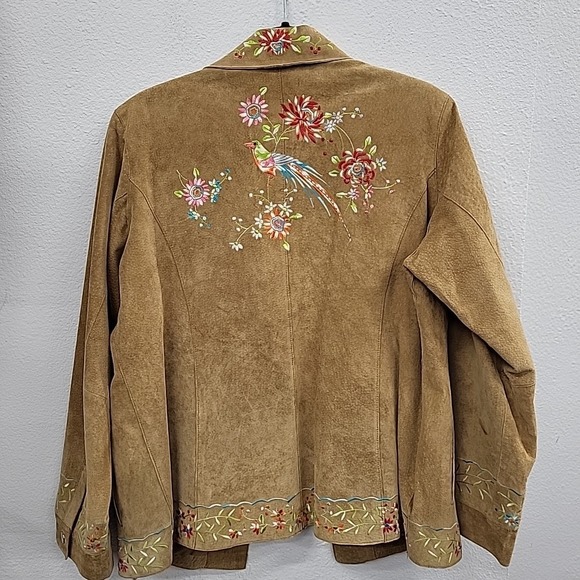 Avanti New York Suede Leather Jacket, Stitch Design, Beige, Large - Picture 7 of 11